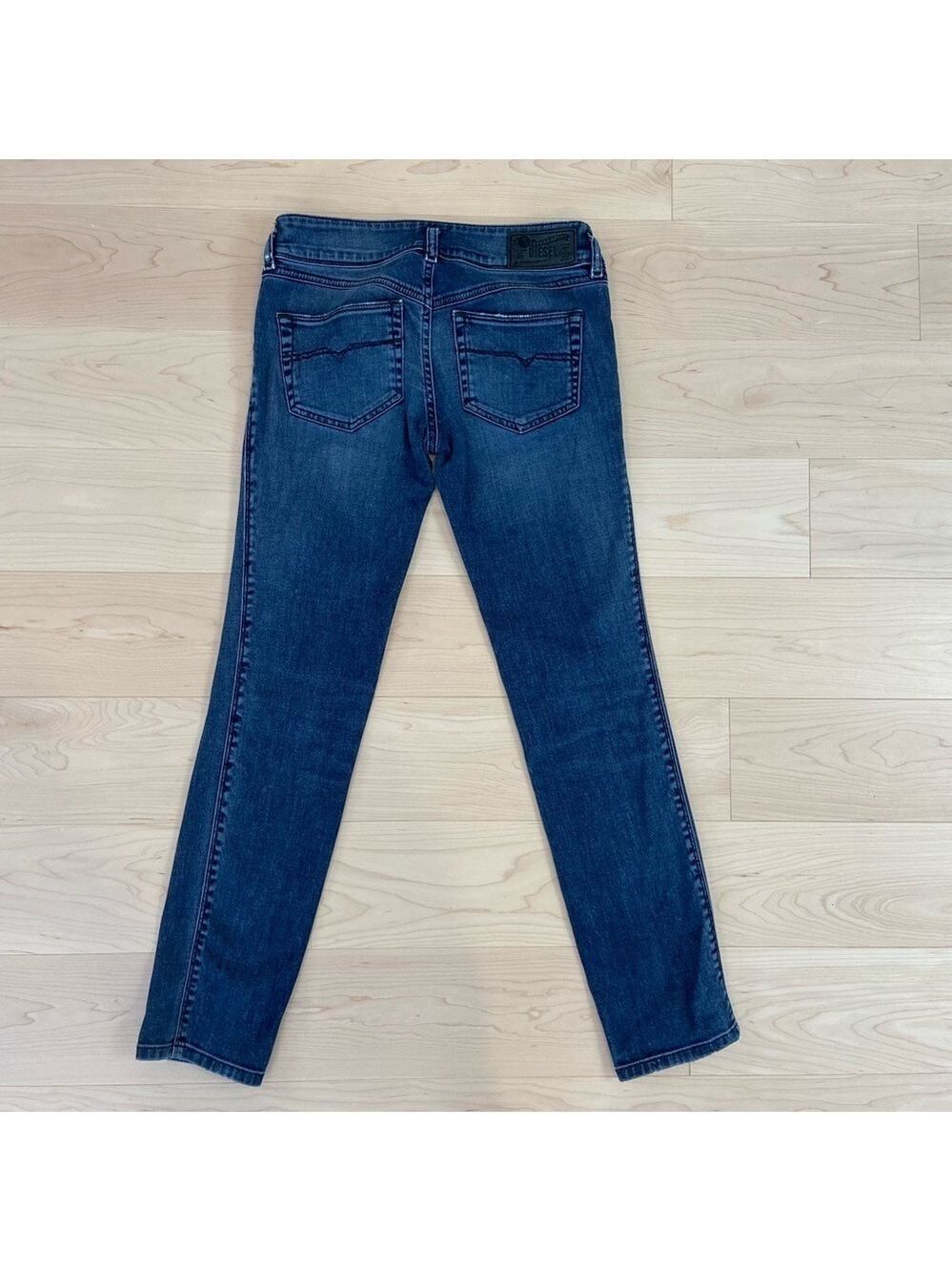 Diesel jeans Husky slim skinny low rise leather black tag blue stretch denim 25 - Picture 2 of 13